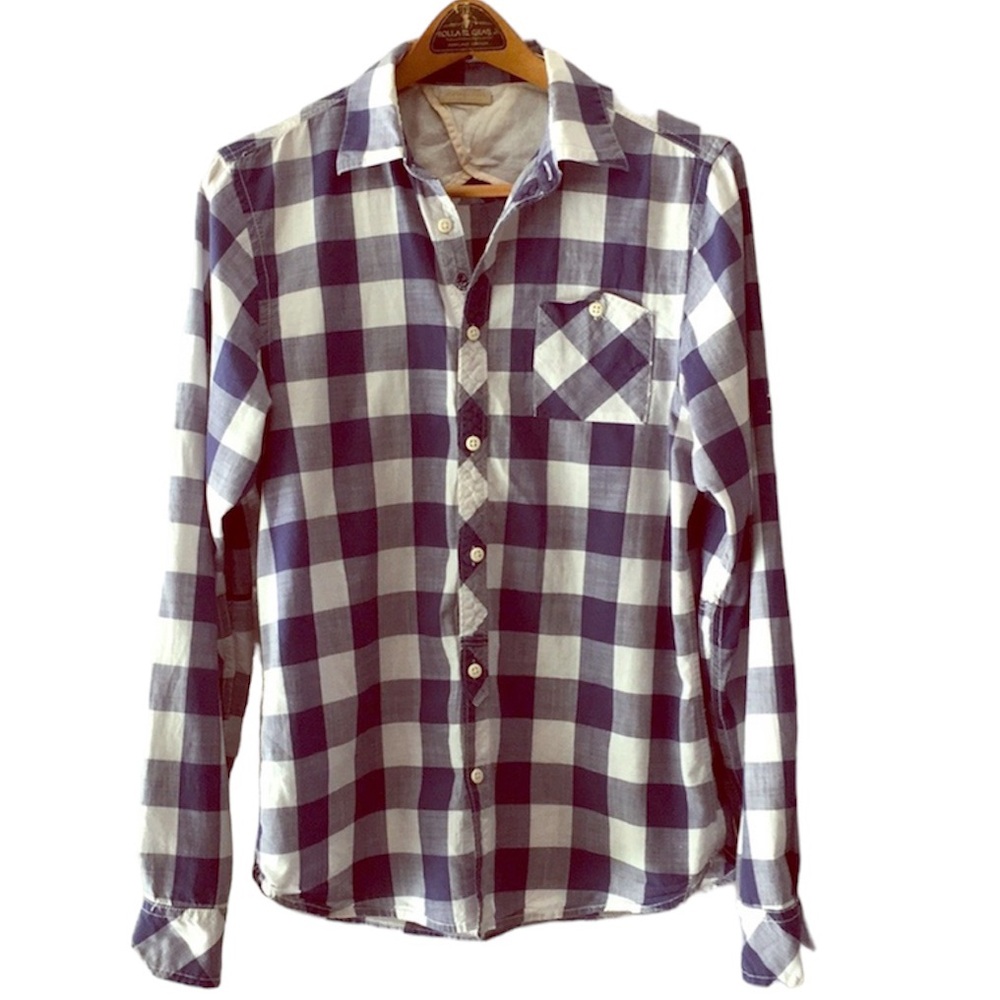 Scotch & Soda blue buffalo check button up shirt